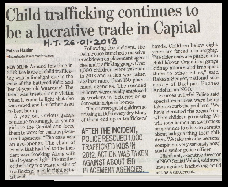 Child trafficking in 2013